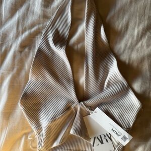 Zara Ribbed Halter Top in Cream